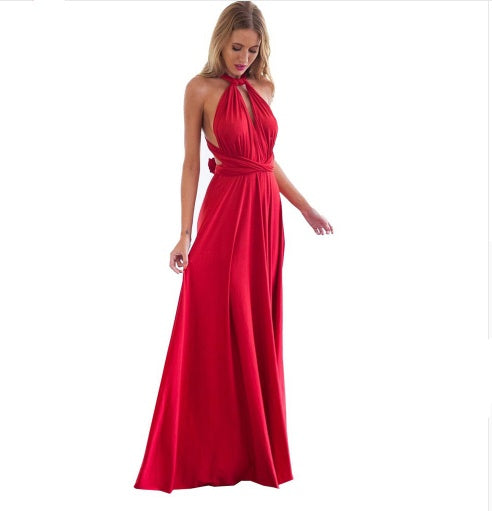 Floor-Length Summer Backless Bandage Multiway Bridesmaids Maxi Dress