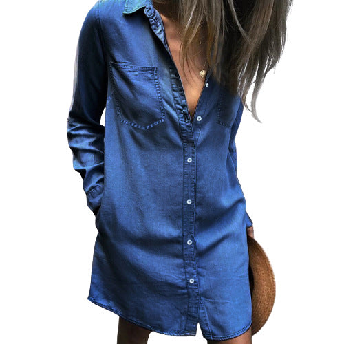 Denim Shirt Long Sleeve Women's Dress
