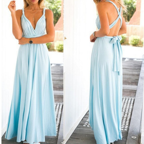 Floor-Length Summer Backless Bandage Multiway Bridesmaids Maxi Dress