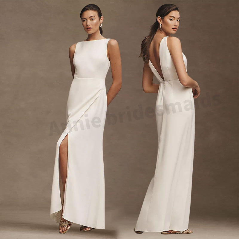 Satin Bridesmaid White High-grade Dresses