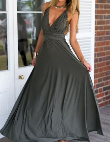 Floor-Length Summer Backless Bandage Multiway Bridesmaids Maxi Dress