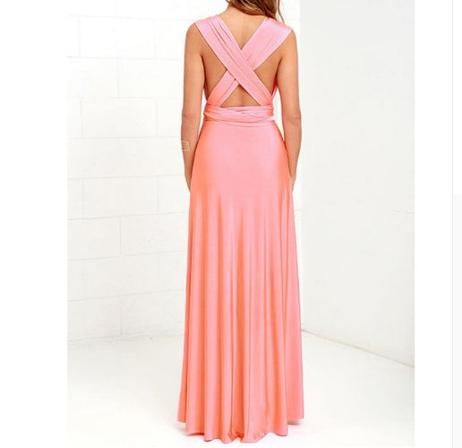 Floor-Length Summer Backless Bandage Multiway Bridesmaids Maxi Dress