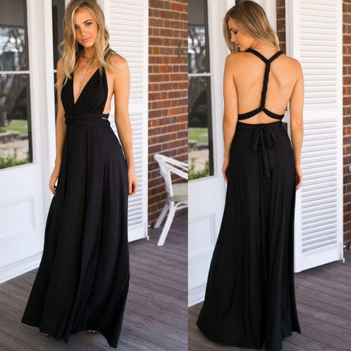 Floor-Length Summer Backless Bandage Multiway Bridesmaids Maxi Dress