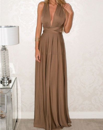 Floor-Length Summer Backless Bandage Multiway Bridesmaids Maxi Dress