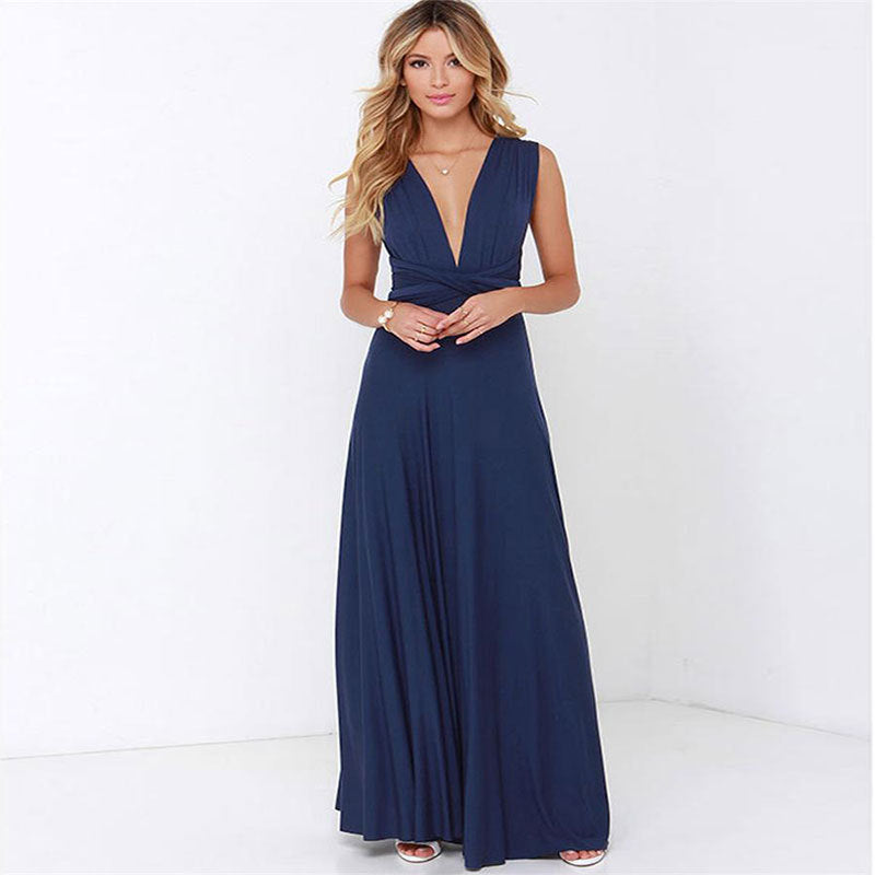 Floor-Length Summer Backless Bandage Multiway Bridesmaids Maxi Dress