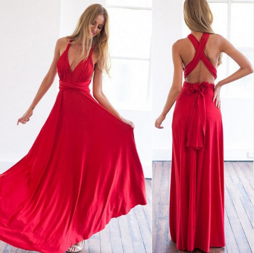 Floor-Length Summer Backless Bandage Multiway Bridesmaids Maxi Dress