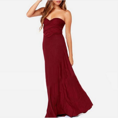 Floor-Length Summer Backless Bandage Multiway Bridesmaids Maxi Dress