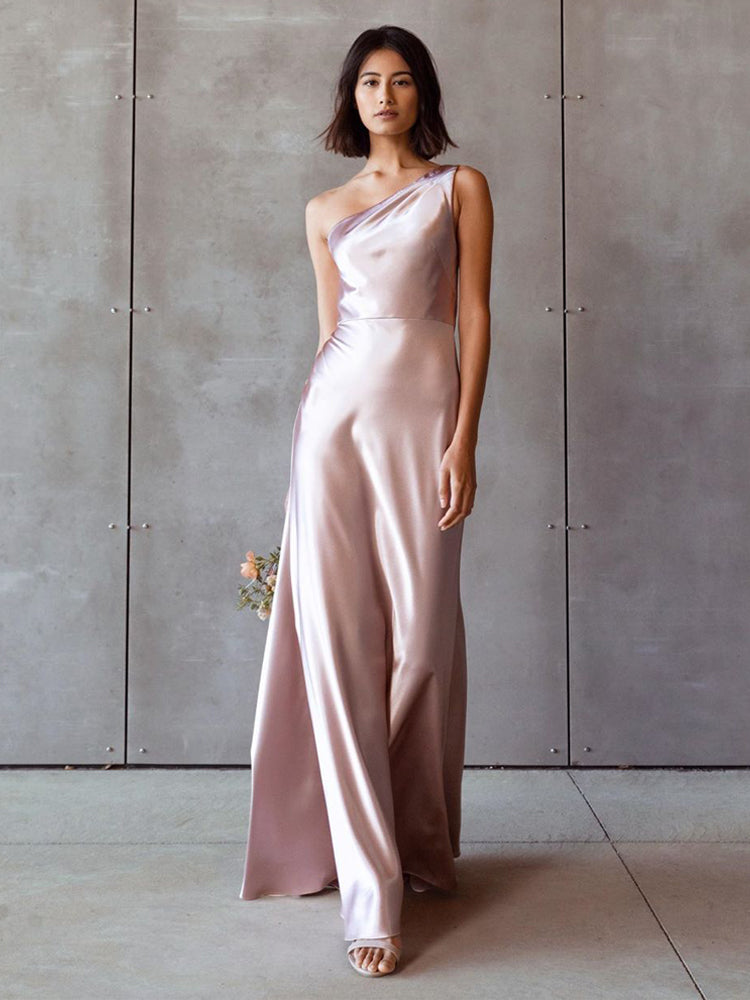 Elegant Satin Bridesmaid Dress – Flattering Wrap Style