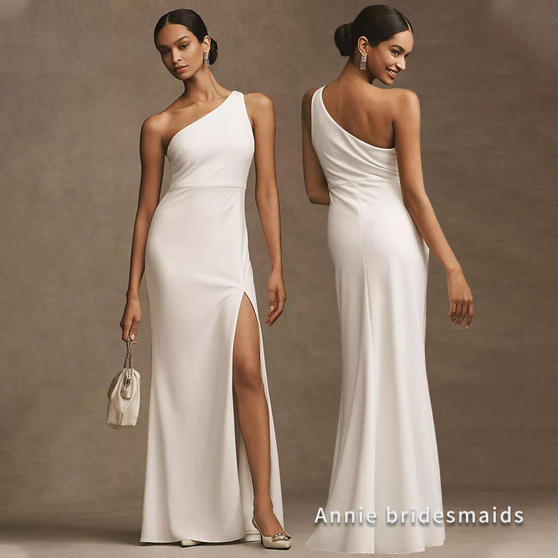 Satin Bridesmaid White High-grade Dresses