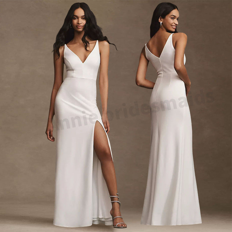 Satin Bridesmaid White High-grade Dresses