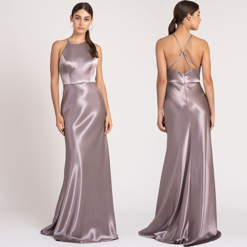 Elegant Satin Bridesmaid Dress – Flattering Wrap Style