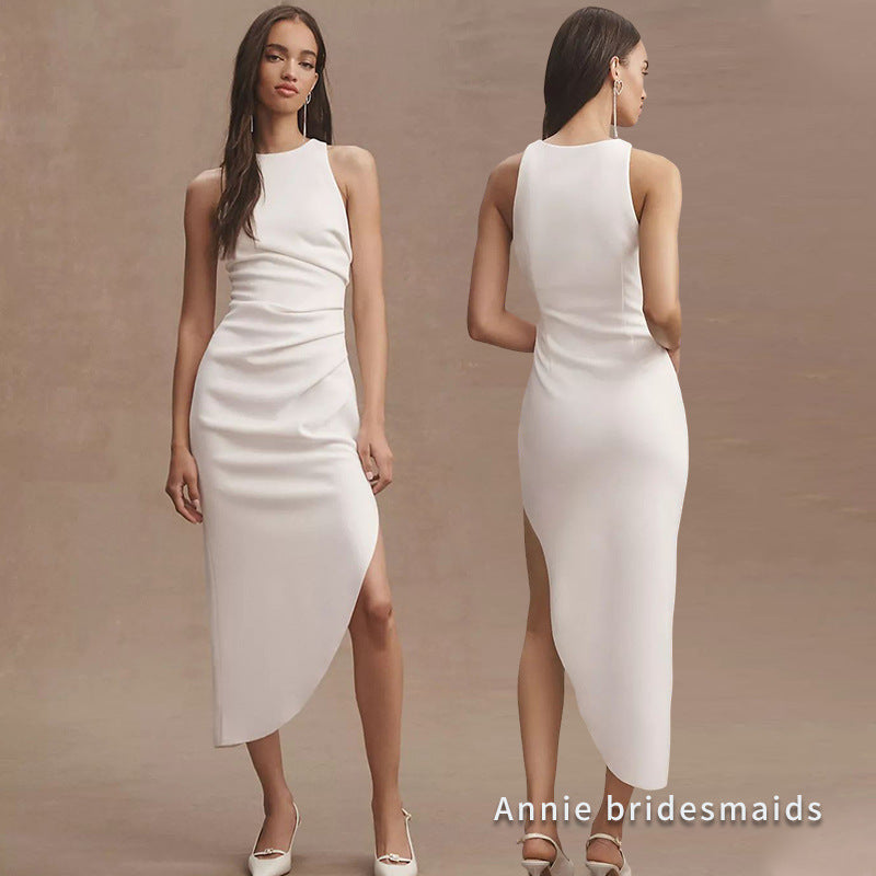 Satin Bridesmaid White High-grade Dresses