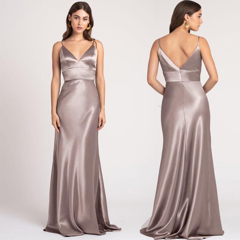 Elegant Satin Bridesmaid Dress – Flattering Wrap Style