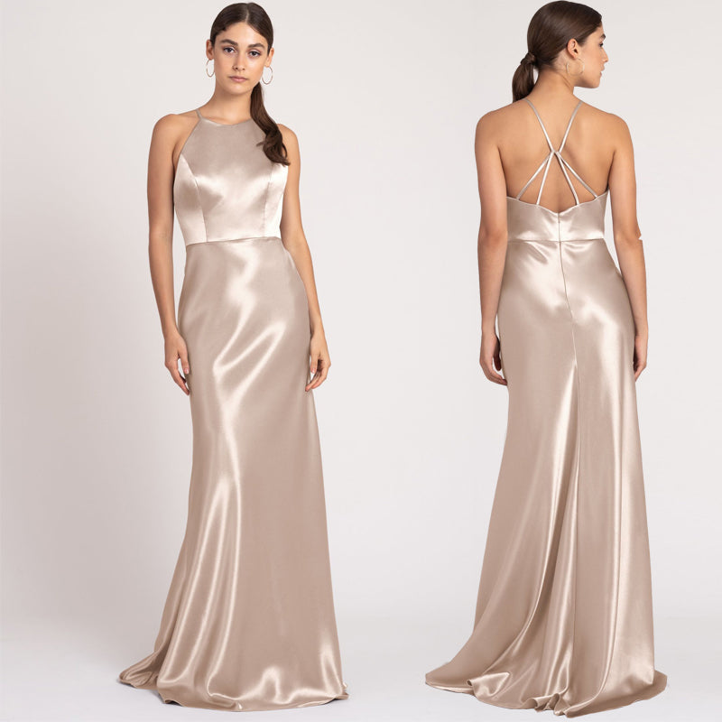Elegant Satin Bridesmaid Dress – Flattering Wrap Style