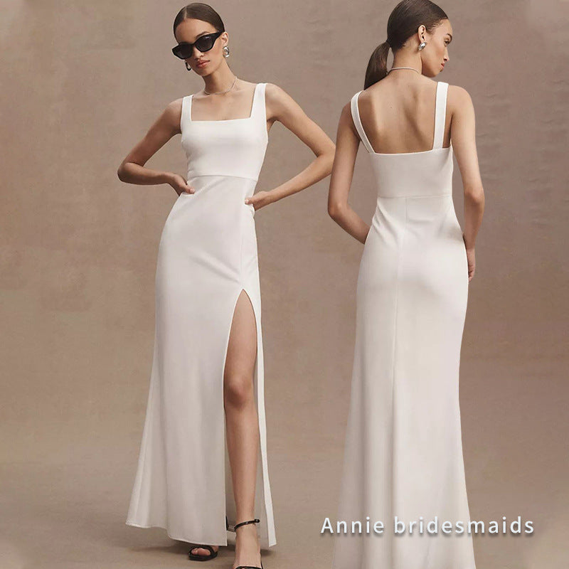 Satin Bridesmaid White High-grade Dresses