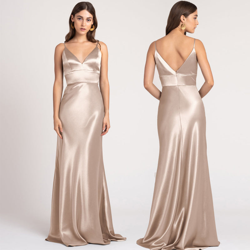 Elegant Satin Bridesmaid Dress – Flattering Wrap Style