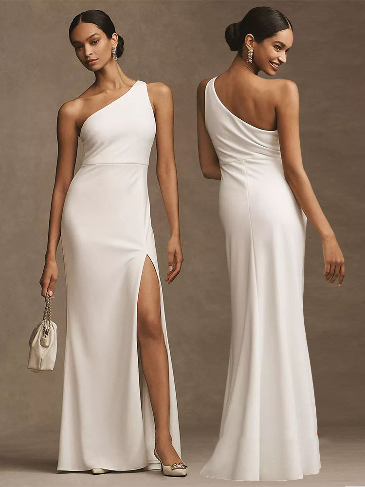 Satin Bridesmaid White High-grade Dresses